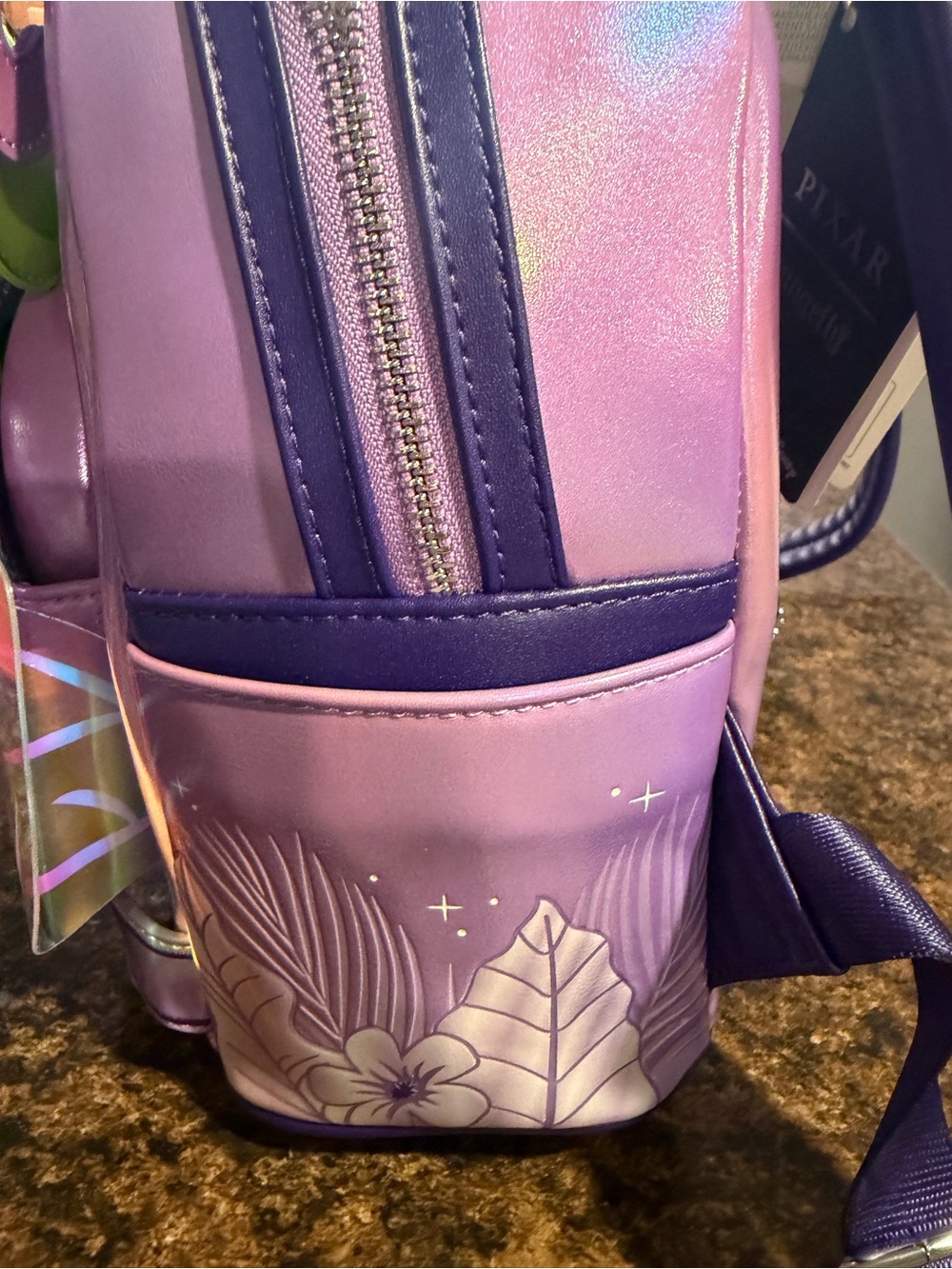 Loungefly Purple & Green Kids Character Mini Backpack with Blue Eye Details - Picture 3 of 4